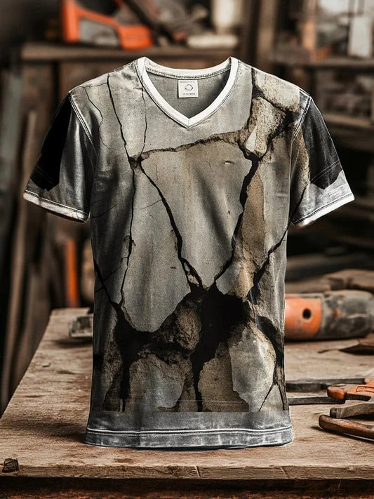 Men's Vintage Distressed V-neck T-Shirt