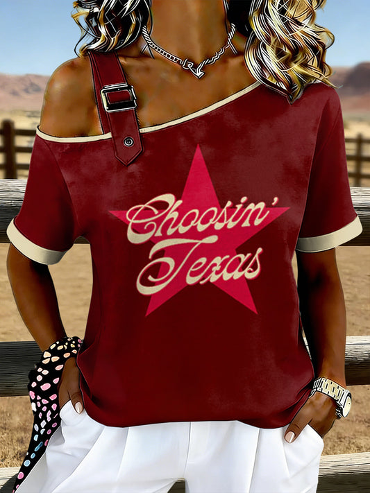 Women's Vintage Choosin' Texas Print Top