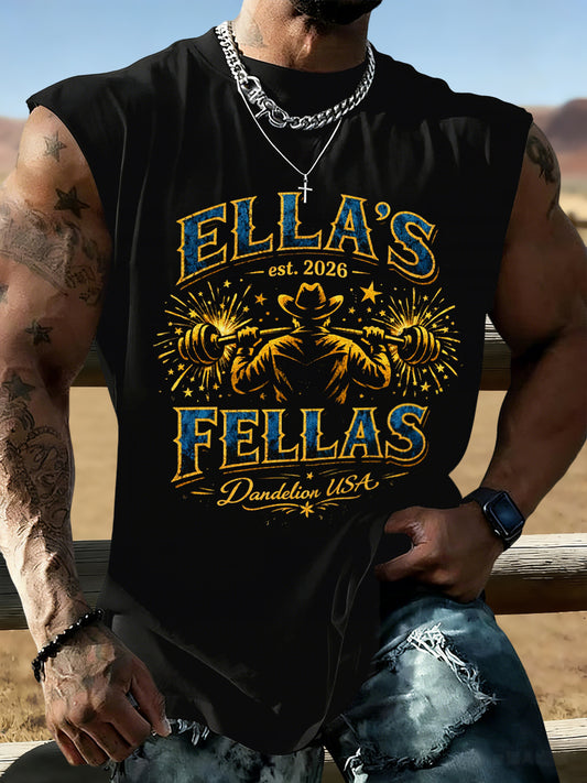 Men's Vintage Ella's Fellas Print Country Music Inspired Vest Top