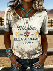 Women's Vintage Ella's Fellas Print Country Music Inspired T-Shirt