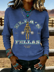 Women's Vintage Ella's Fellas Print Country Music Inspired Sweatshirt