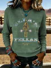 Women's Vintage Ella's Fellas Print Country Music Inspired Sweatshirt