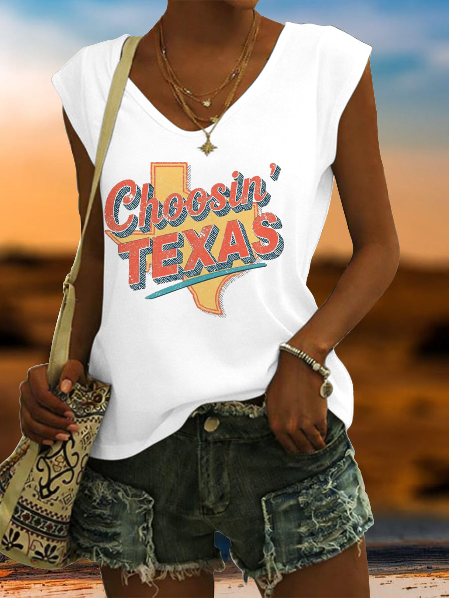 Women's Vintage Choosin' Texas Print Vest Top