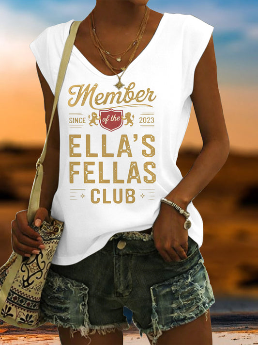 Women's Vintage Member of the Ella's Fellas Club Print Vest Top