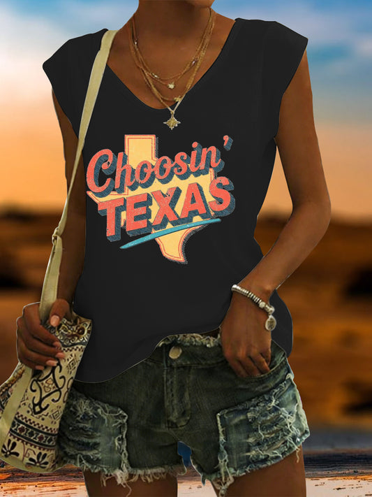 Women's Vintage Choosin' Texas Print Vest Top