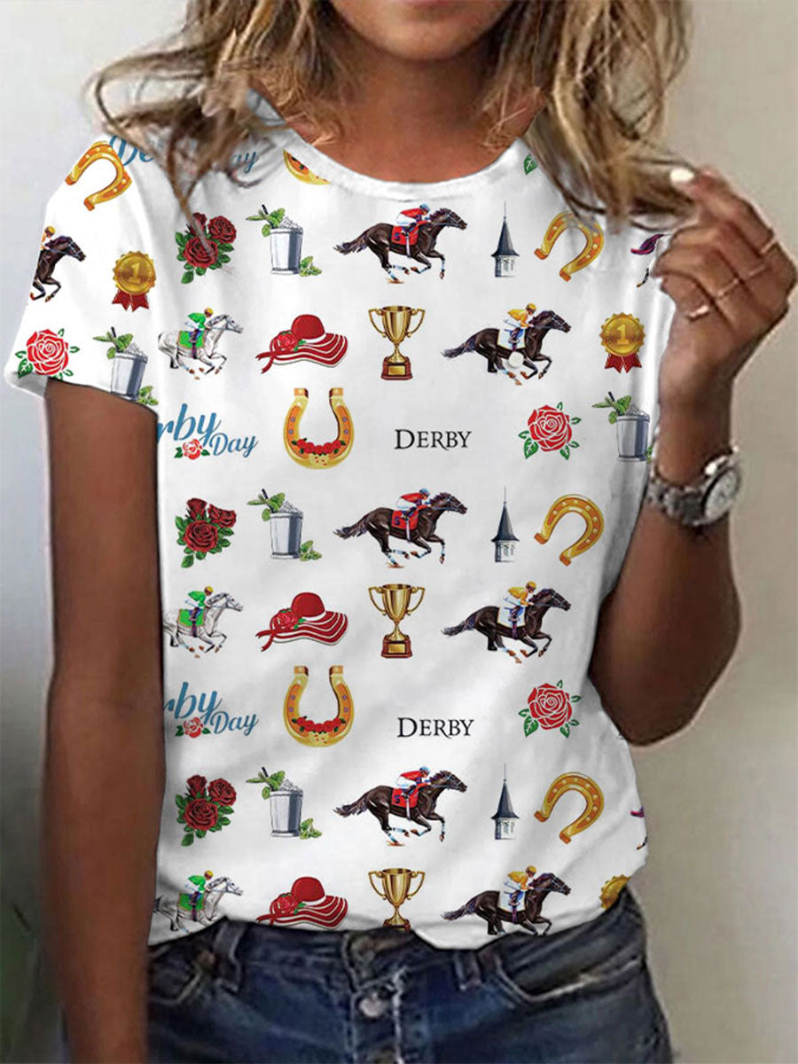 Women's Derby Day Rose Print T-Shirt