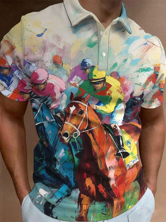 Men's Derby Day Printed Casual Polo Shirt