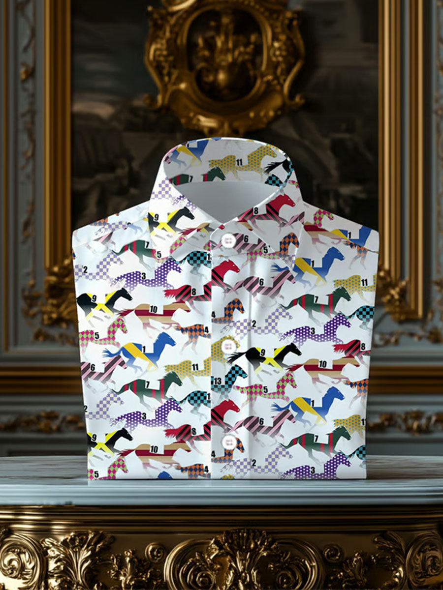 Men's Derby Horse Print Casual Shirt