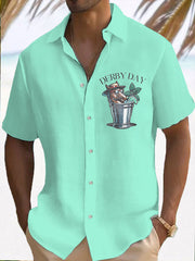 Men's Derby Horse Print Resort Short Sleeve Shirt
