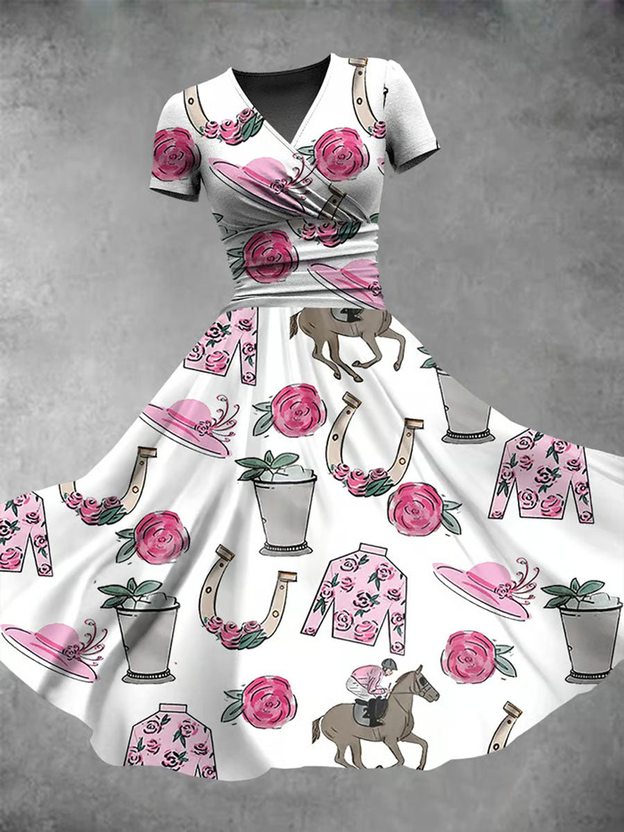 Women's Derby Day Printed Casual Dress