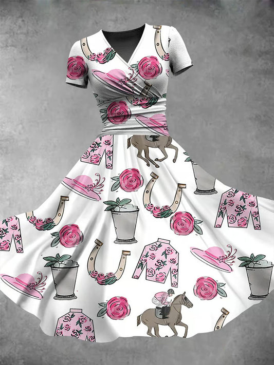 Women's Derby Day Printed Casual Dress