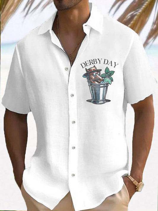 Men's Derby Horse Print Resort Short Sleeve Shirt