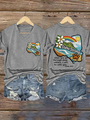 Women's Hawaii Flood Oahu Strong When You Go Through Deep Waters, I Will Be With You. Isaiah 43:2 Print V-Neck Tee