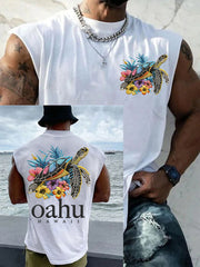 Men's Oahu Hawaii Sea Turtle Print Oahu Strong Tank Top