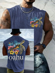 Men's Oahu Hawaii Sea Turtle Print Oahu Strong Tank Top