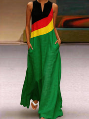 Women's Reggae Inspired Cotton Linen Maxi Dress