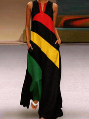 Women's Reggae Inspired Cotton Linen Maxi Dress