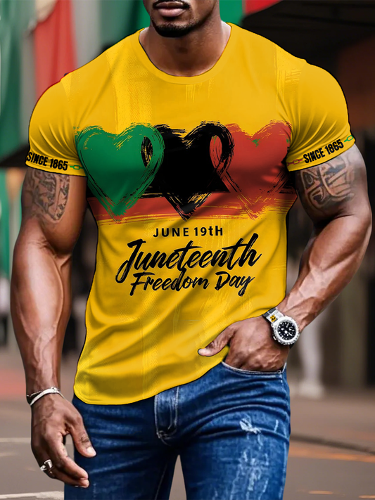 Men's Black History Juneteeth 1865 Printed T-shirt