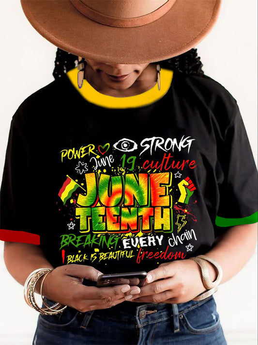 Women's Black Juneteenth 1865 Print T-shirt