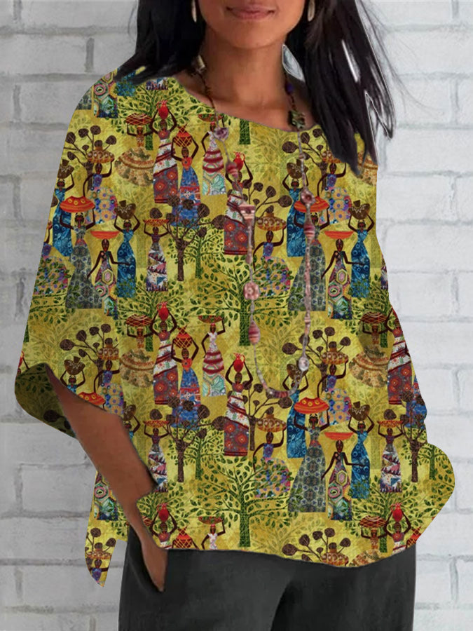 Women's Juneteenth Retro Black Art Print Printed Top Shirt