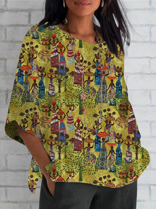 Women's Juneteenth Retro Black Art Print Printed Top Shirt