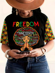 Women's Black Juneteenth Print T-shirt