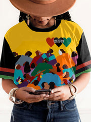 Women's Juneteeth Black History Art Printed T-shirt