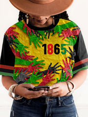 Women's Juneteeth Black History Art Printed T-shirt