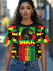 Women's Juneteenth Breaking Every Chain Print  Short Sleeve T-shirt