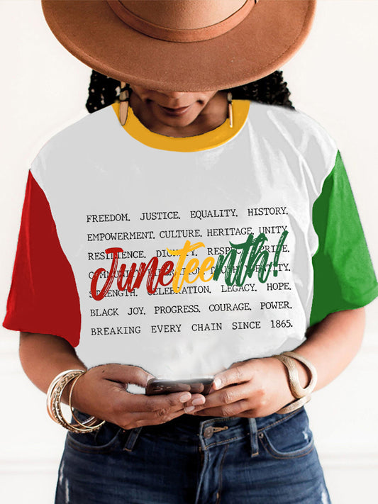 Women's Juneteenth Printed O-Neck Short sleeve T-shirt