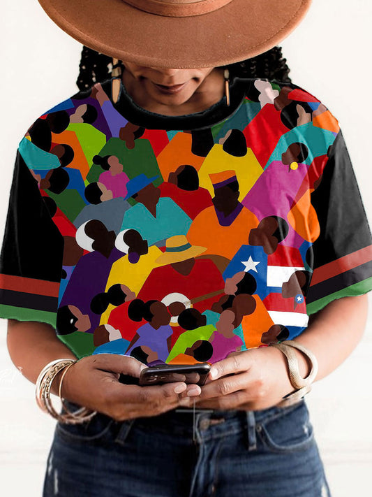 Women's Juneteeth Black History Art Printed T-shirt