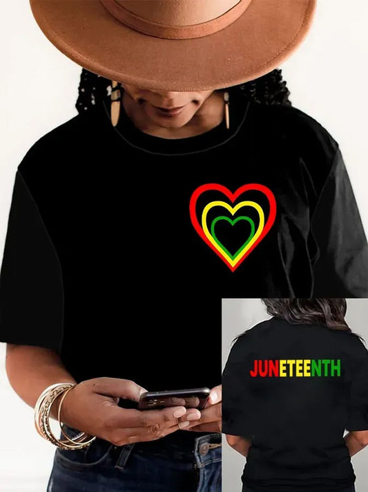 Women's Juneteenth 1865 Love Heart Casual Tee