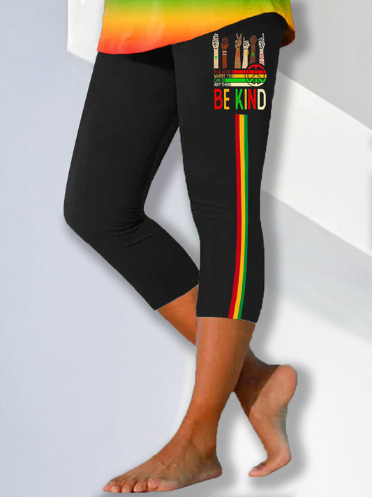 Women's Be Kind Juneteenth Casual Cropped Leggings