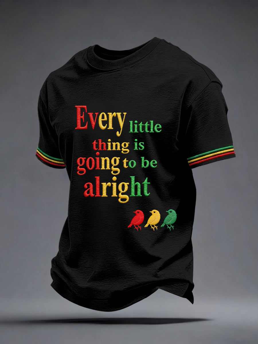 Men's Reggae Music Inspired Embroidery Pattern T-Shirt