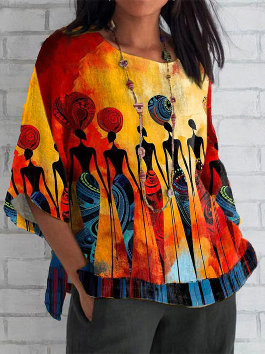 Women's Juneteenth African Celebration Art  Print  Cotton Linen  Shirt Top