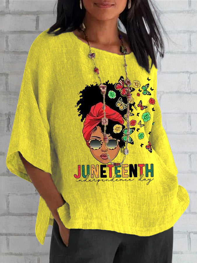 Women's Juneteenth 1865 Independence Day Print Printed Blouse