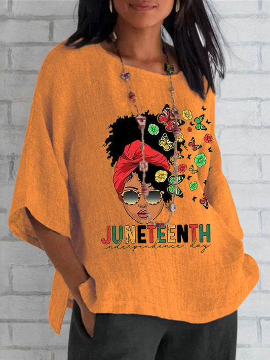 Women's Juneteenth 1865 Independence Day Print Printed Blouse
