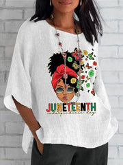 Women's Juneteenth 1865 Independence Day Print Printed Blouse