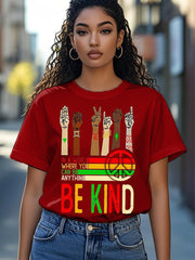 Women's Be Kind Juneteenth 1865 Print Casual Tee
