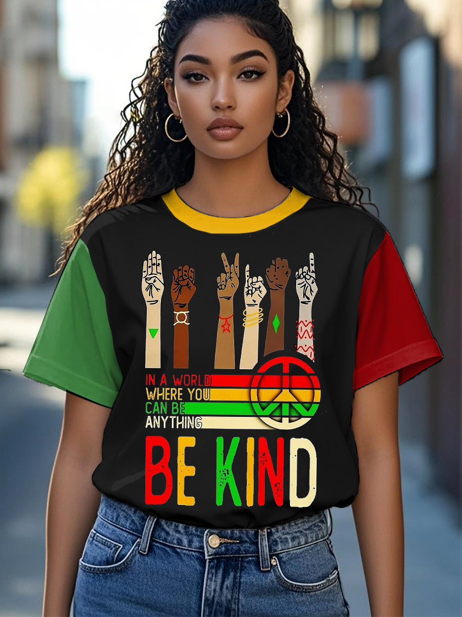 Women's Be Kind Juneteenth 1865 Print Casual Tee