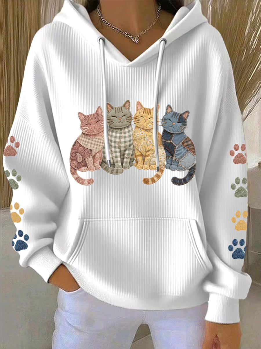 Women's Lovely Cats Patchwork Pattern Hoodie