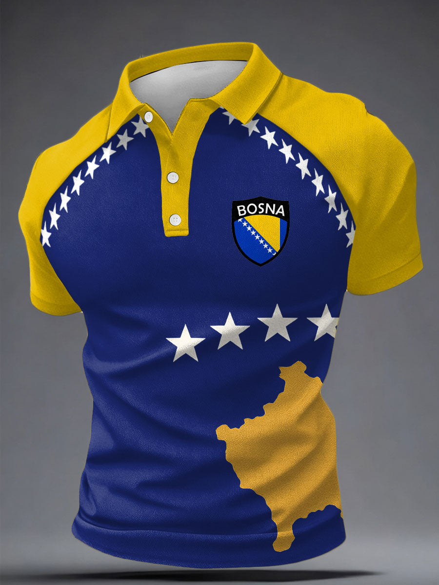 Men's Bosnia Football Lover ZMAJEVI Printed Casual Tops