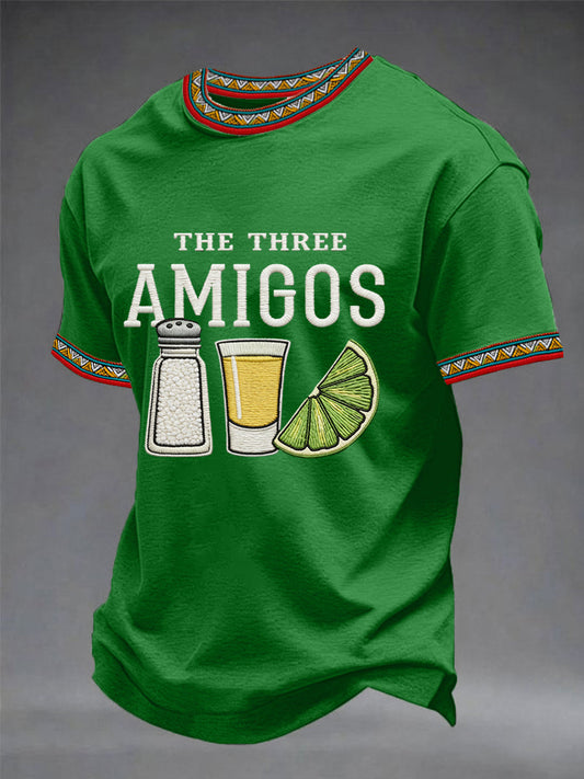 Men's Funny Cinco de Mayo The Three Amigos Salt Tequila Lemon Print Casual Tee