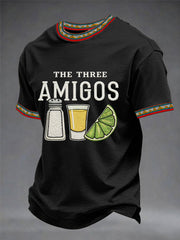 Men's Funny Cinco de Mayo The Three Amigos Salt Tequila Lemon Print Casual Tee