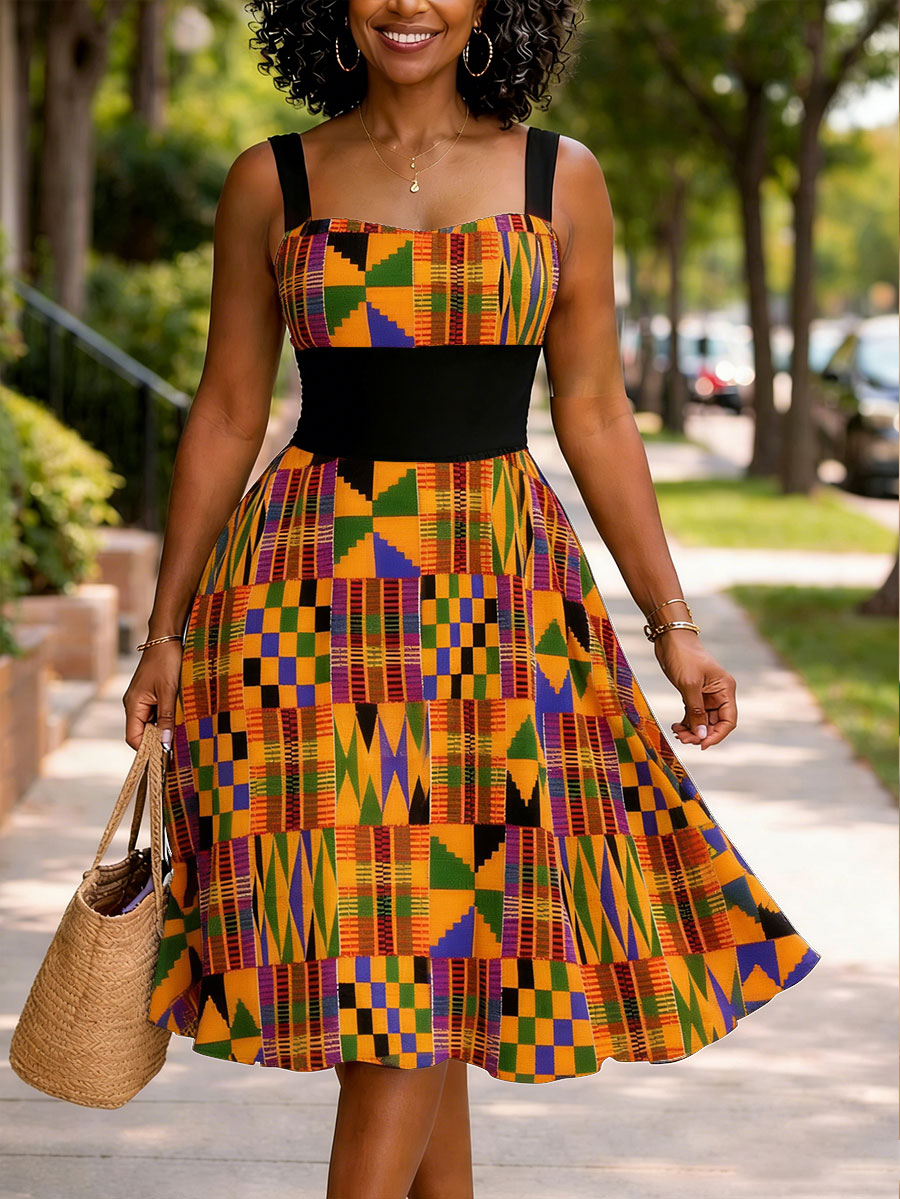 Women's Juneteeth Art Black Pride Printed Dress