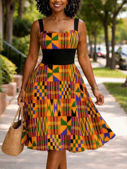 Women's Juneteeth Art Black Pride Printed Dress