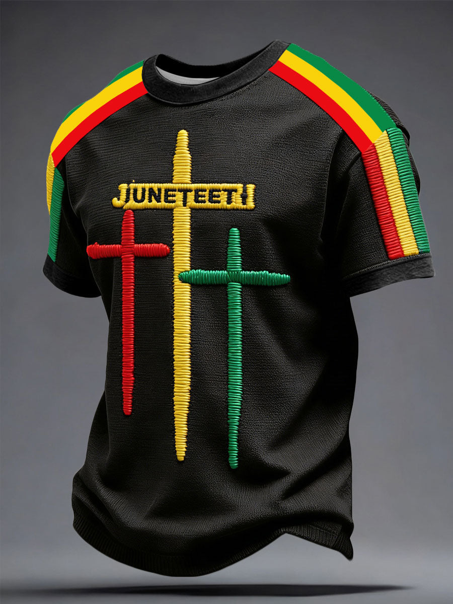 Men's Juneteeth Art Black Pride Printed T-shirt