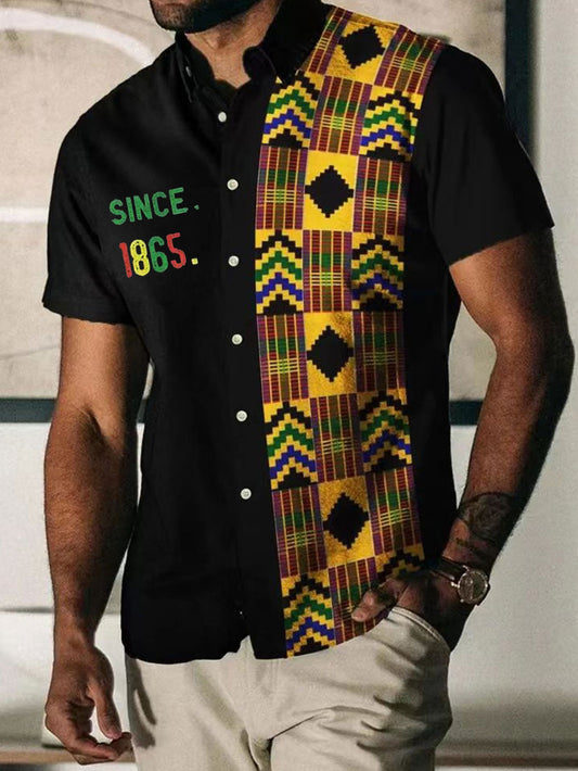 Men's Juneteeth Art Black Pride Printed Shirt