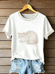 Women's Cat Art Short Sleeves T-Shirt