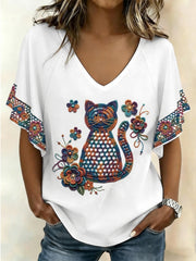 Women's Cat Art Short Sleeves T-Shirt